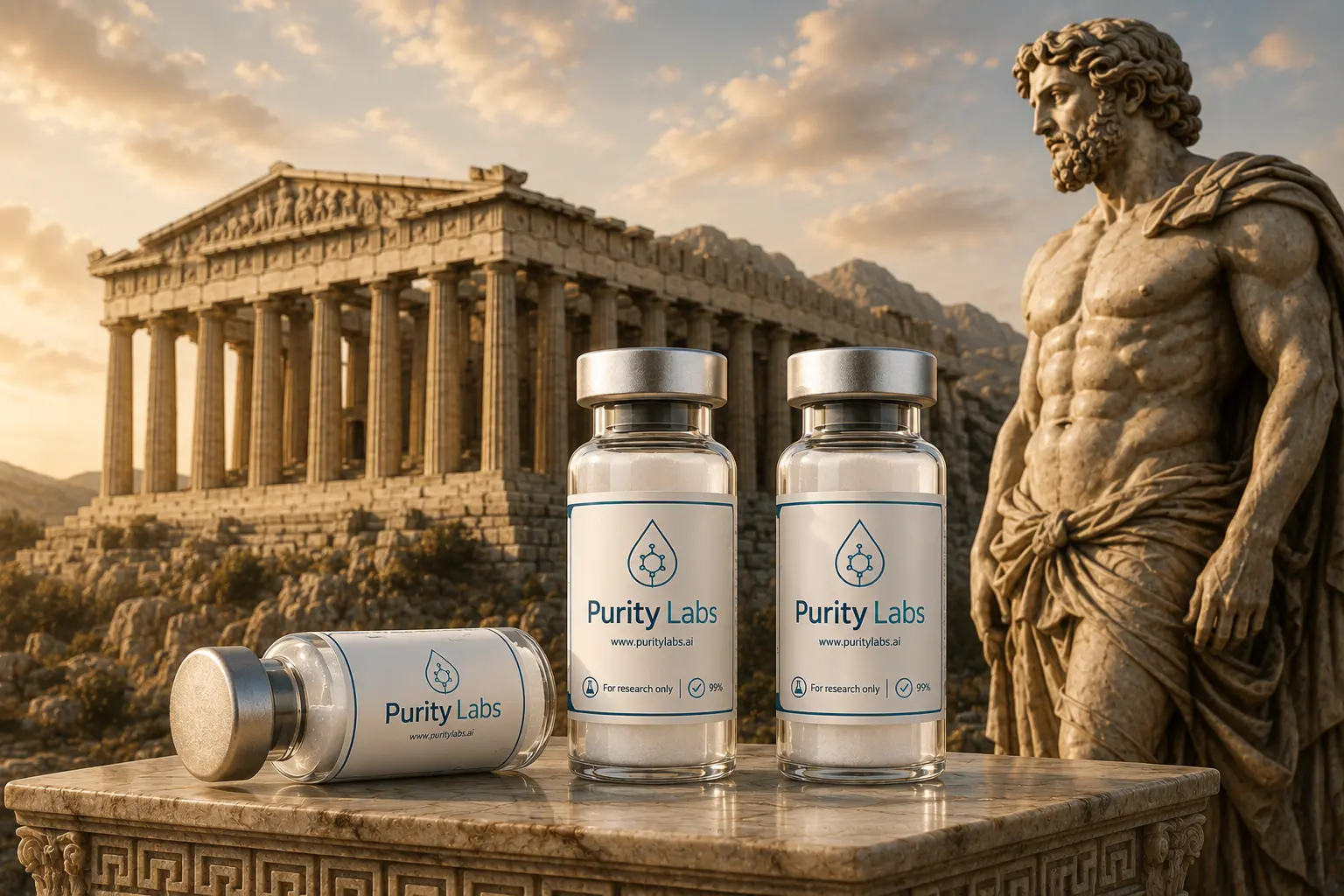 Golden-Hour Purity Labs Temple Display
